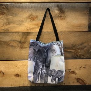 Large canvas tote Elephants